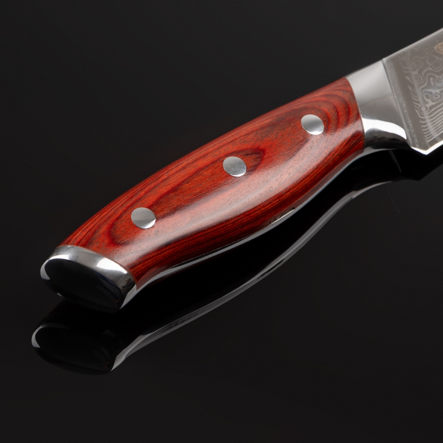 Gudaro - Coltello da affettare in acciaio damascato KENSHO 8, 67 strati d'acciaio, lunghezza lama 20 cm