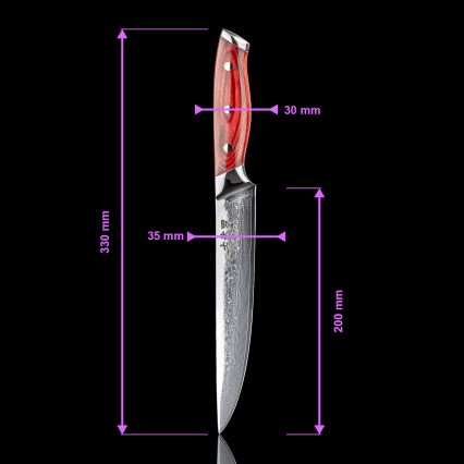 Gudaro - Coltello da affettare in acciaio damascato KENSHO 8, 67 strati d'acciaio, lunghezza lama 20 cm
