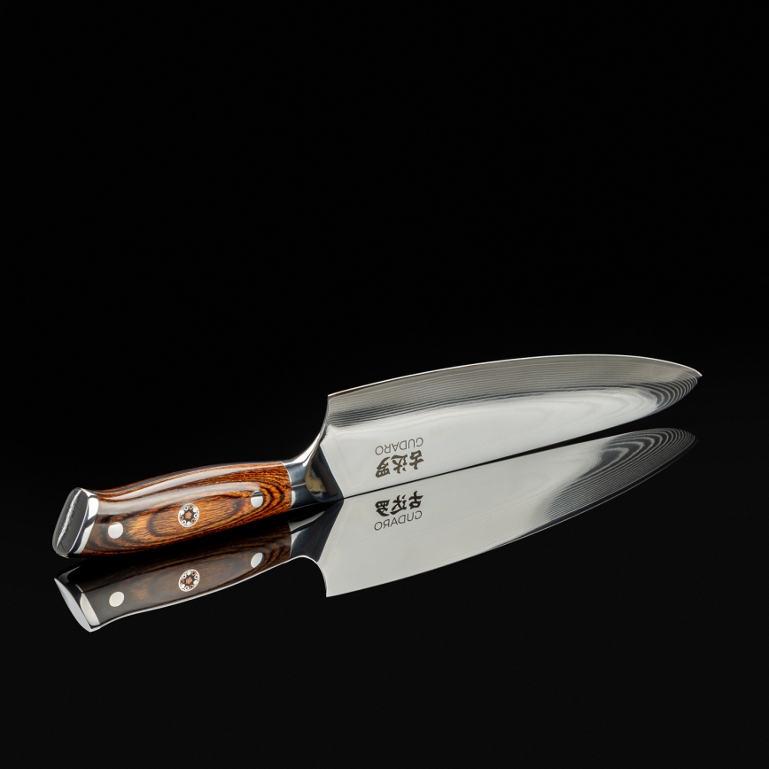 Gudaro - Coltello da chef damascato FENG 8, 67 strati d'acciaio, lunghezza 20 cm