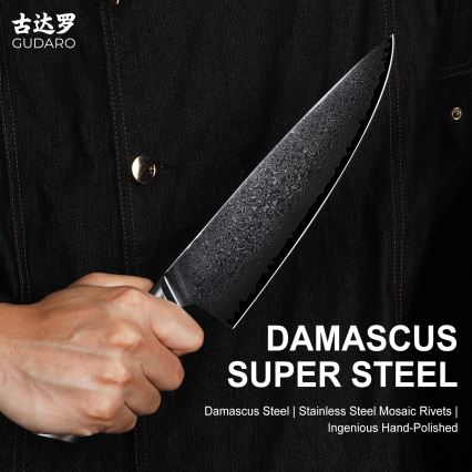 Gudaro - Coltello da chef damascato HIKARI 8, 67 strati d'acciaio, lunghezza 20 cm