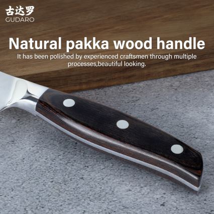 Gudaro - Coltello da chef damascato SHIRO 8, 67 strati d'acciaio, lunghezza 20 cm
