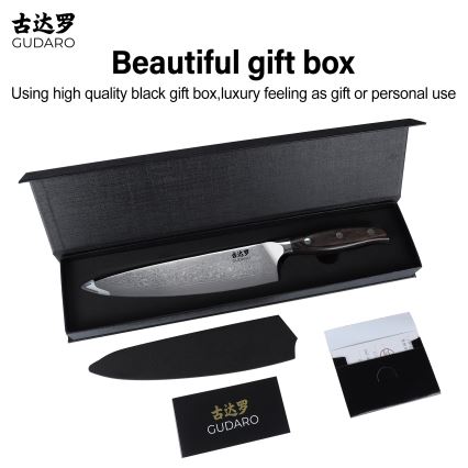 Gudaro - Coltello da chef damascato SHIRO 8, 67 strati d'acciaio, lunghezza 20 cm