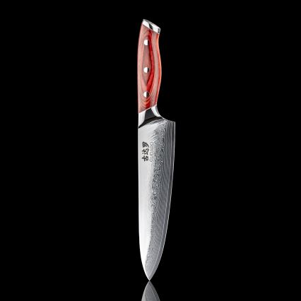 Gudaro - Coltello da chef in acciaio damascato KENSHO 8, 67 strati d'acciaio, lunghezza lama 20 cm