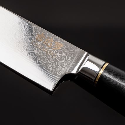 Gudaro - Coltello da chef in acciaio damascato AKIRO 8, 67 strati d'acciaio, lunghezza 20 cm, nero