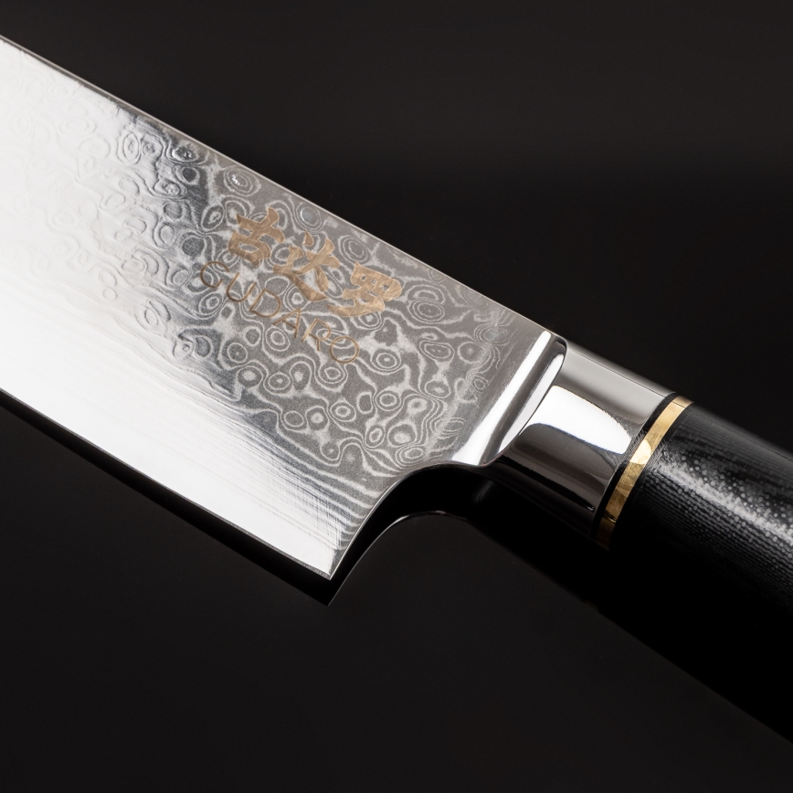 Gudaro - Coltello da chef in acciaio damascato AKIRO 8, 67 strati d'acciaio, lunghezza 20 cm, nero