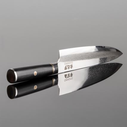 Gudaro - Coltello da chef in acciaio damascato AKIRO 8, 67 strati d'acciaio, lunghezza 20 cm, nero