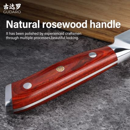 Gudaro - Coltello da chef in acciaio damasco MIYABI 8, 67 strati d'acciaio, lama 20 cm