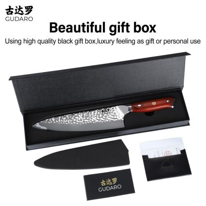 Gudaro - Coltello da chef in acciaio damasco MIYABI 8, 67 strati d'acciaio, lama 20 cm