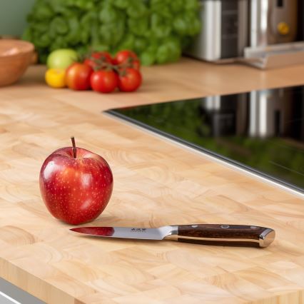 Gudaro - Coltello da cucina in acciaio damascato FENG 3,5, 67 strati d'acciaio, lunghezza 9,5 cm