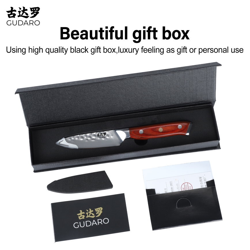 Gudaro - Coltello da cucina in acciaio damascato MIYABI 3,5, 67 strati di acciaio, lunghezza 9,5 cm