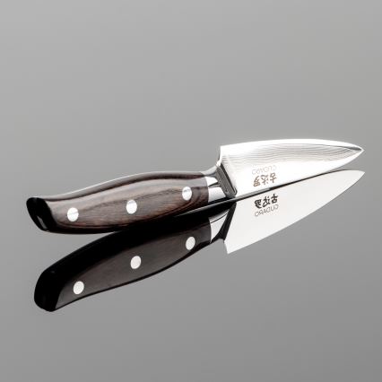 Gudaro - Coltello da cucina in damasco SHIRO 3,5, 67 strati d'acciaio, lunghezza 9,5 cm