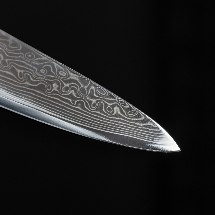 Gudaro - Coltello da cucina in damasco SHIRO 3,5, 67 strati d'acciaio, lunghezza 9,5 cm