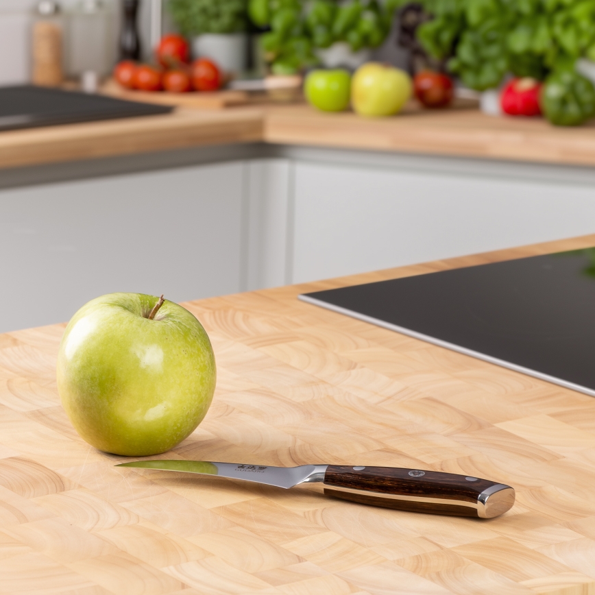 Gudaro - Coltello da cucina per frutta in acciaio damascato FENG 3,5, 67 strati d'acciaio, lunghezza 9,5 cm