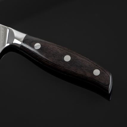 Gudaro - Coltello da cucina Santoku in acciaio damascato SHIRO 7, 67 strati d'acciaio, lunghezza 17,5 cm
