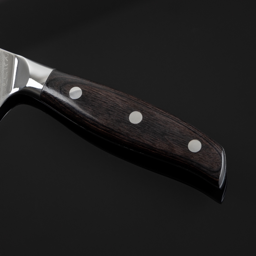 Gudaro - Coltello da cucina Santoku in acciaio damascato SHIRO 7, 67 strati d'acciaio, lunghezza 17,5 cm