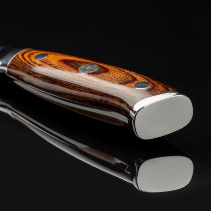 Gudaro - Coltello da cucina santoku in acciaio damascato FENG 7,5, 67 strati d'acciaio, lunghezza 18 cm