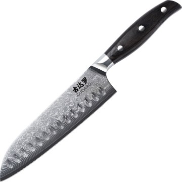 Gudaro - Coltello da cucina Santoku in acciaio damascato SHIRO 7