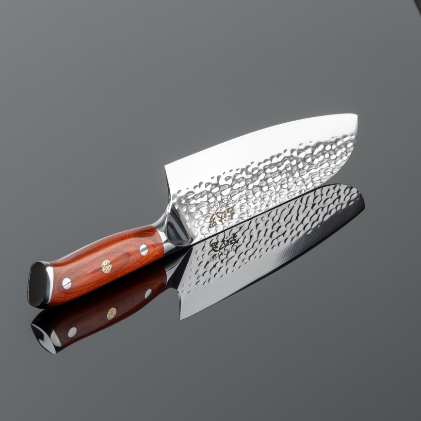 Gudaro - Coltello da cucina Santoku MIYABI 7, in acciaio damascato a 67 strati, lunghezza 17,5 cm