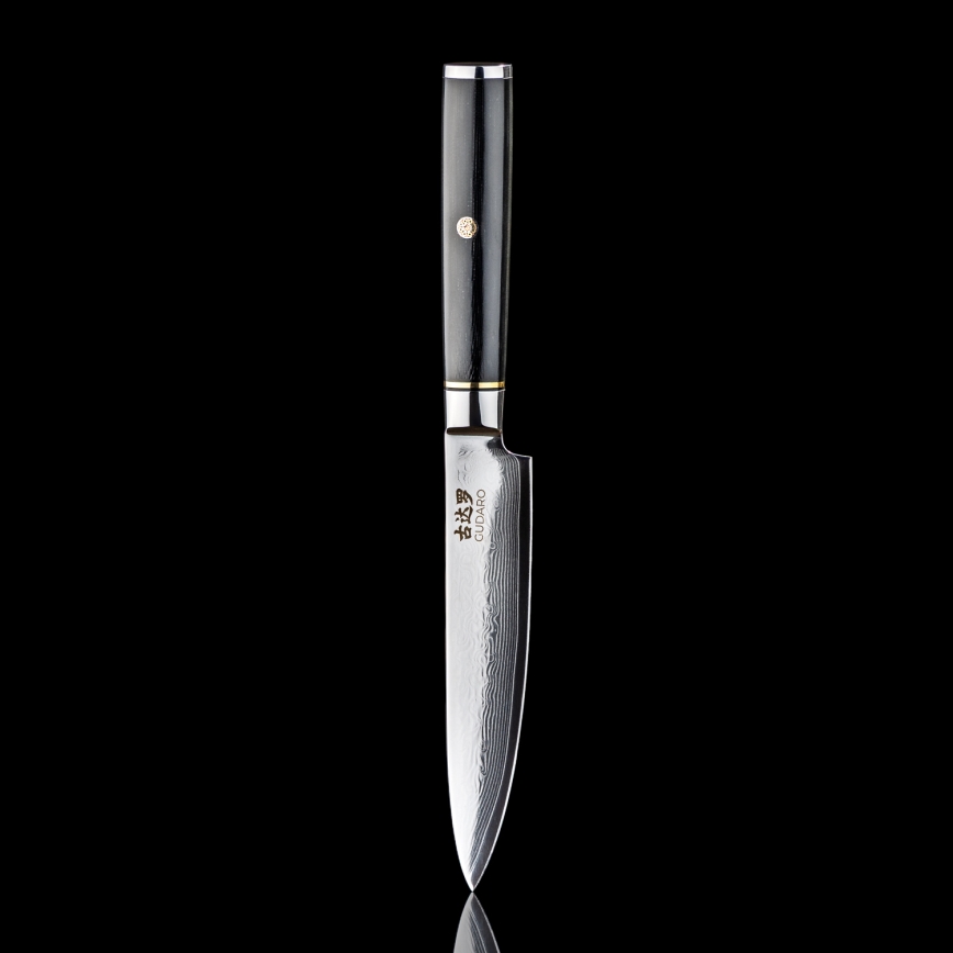 Gudaro - Coltello da cucina universale in acciaio damasco AKIRO 5, 67 strati d'acciaio, lunghezza 12,5 cm, nero