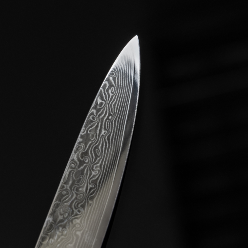 Gudaro - Coltello da cucina universale in acciaio damasco AKIRO 5, 67 strati d'acciaio, lunghezza 12,5 cm, nero