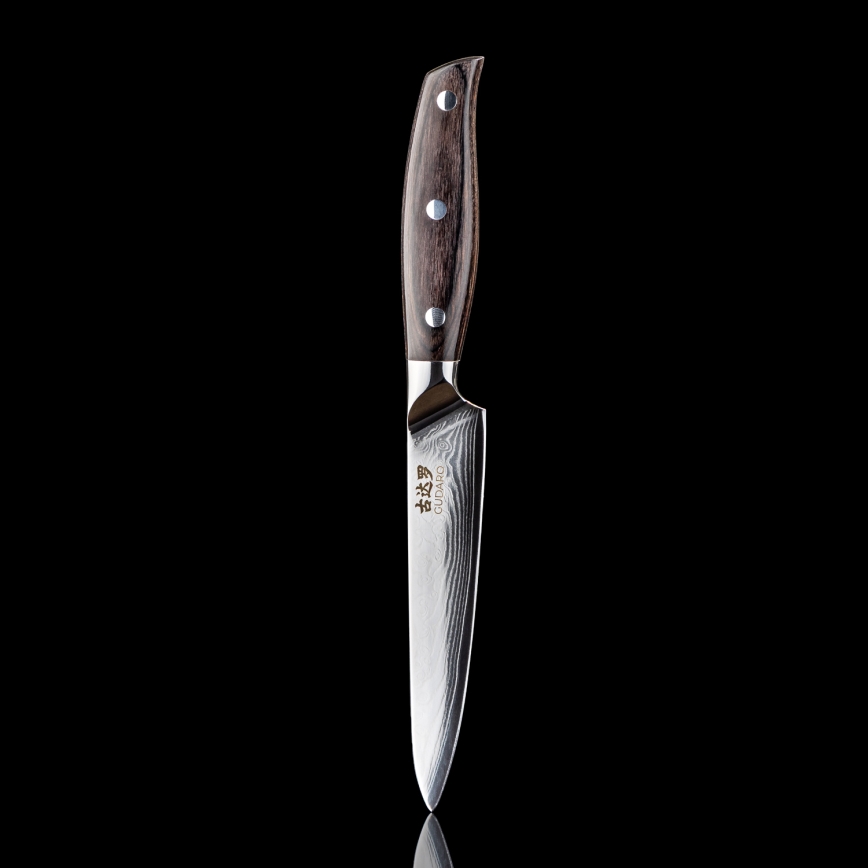 Gudaro - Coltello da cucina universale SHIRO 5, in acciaio damasco a 67 strati, lama 12,5 cm