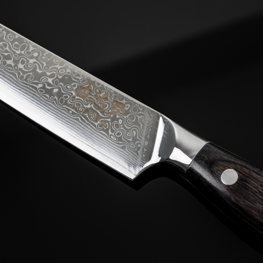 Gudaro - Coltello porzionatore damascato SHIRO 8, 67 strati di acciaio, lunghezza 20 cm