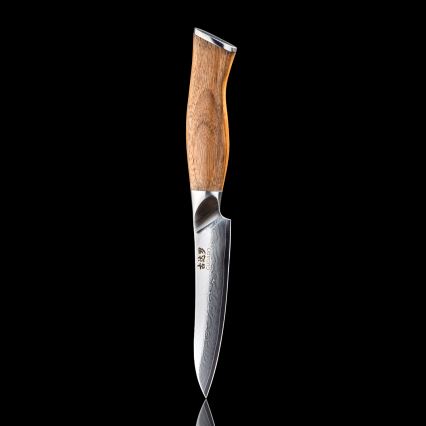 Gudaro - Coltello da cucina universale in acciaio damascato TAKUMI 5, 67 strati d'acciaio, lunghezza 12,5 cm, manico in noce