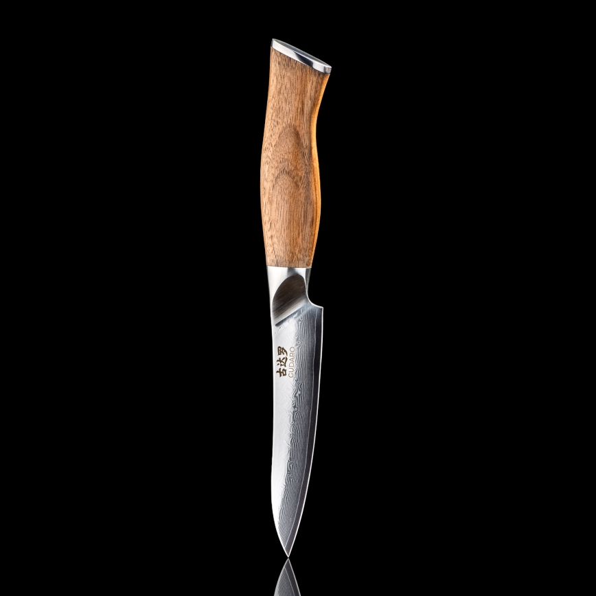 Gudaro - Coltello da cucina universale in acciaio damascato TAKUMI 5, 67 strati d'acciaio, lunghezza 12,5 cm, manico in noce