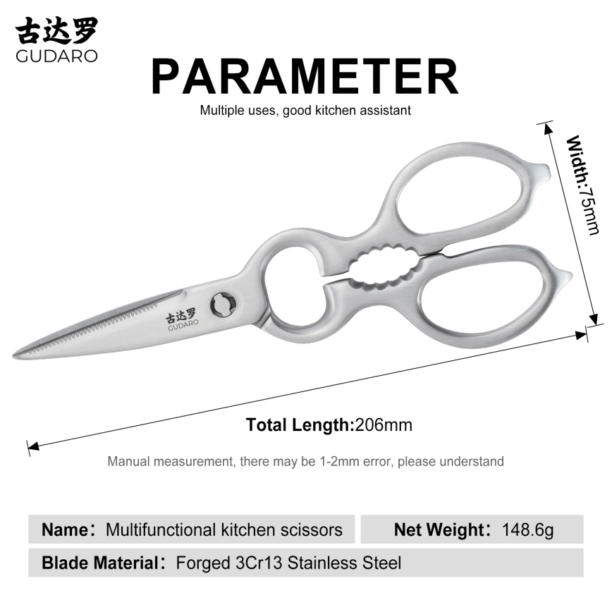 Gudaro - Forbici per pollame RONIN 20,6 cm in acciaio inox