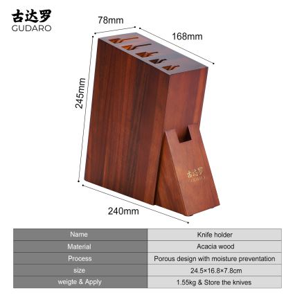 Gudaro - Portacoltelli 25x25x10 cm AKIRA in acacia