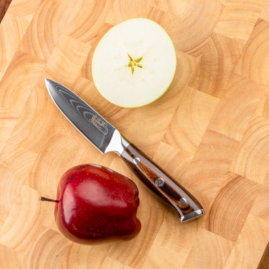 Gudaro - SET 1x coltello da chef in acciaio damascato a 67 strati FENG 8, lunghezza 20 cm + 1x coltello da cucina Santoku in acciaio damascato a 67 strati FENG 7,5, lunghezza 18 cm + 1x in omaggio coltello da cucina in acciaio damascato a 67 strati