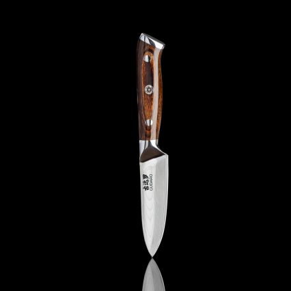 Gudaro - SET 1x coltello da chef in acciaio damascato a 67 strati FENG 8, lunghezza 20 cm + 1x coltello da cucina Santoku in acciaio damascato a 67 strati FENG 7,5, lunghezza 18 cm + 1x in omaggio coltello da cucina in acciaio damascato a 67 strati