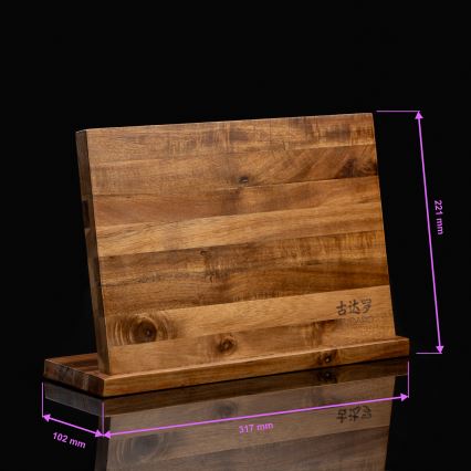 Gudaro - Set da 3 coltelli da cucina in acciaio damascato AKIRO + supporto magnetico