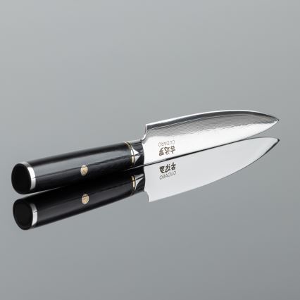 Gudaro - Set da 3 coltelli da cucina in acciaio damascato AKIRO + supporto magnetico per coltelli