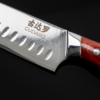 Gudaro - Set da 5 coltelli da cucina in damasco KENSHO + supporto magnetico per coltelli