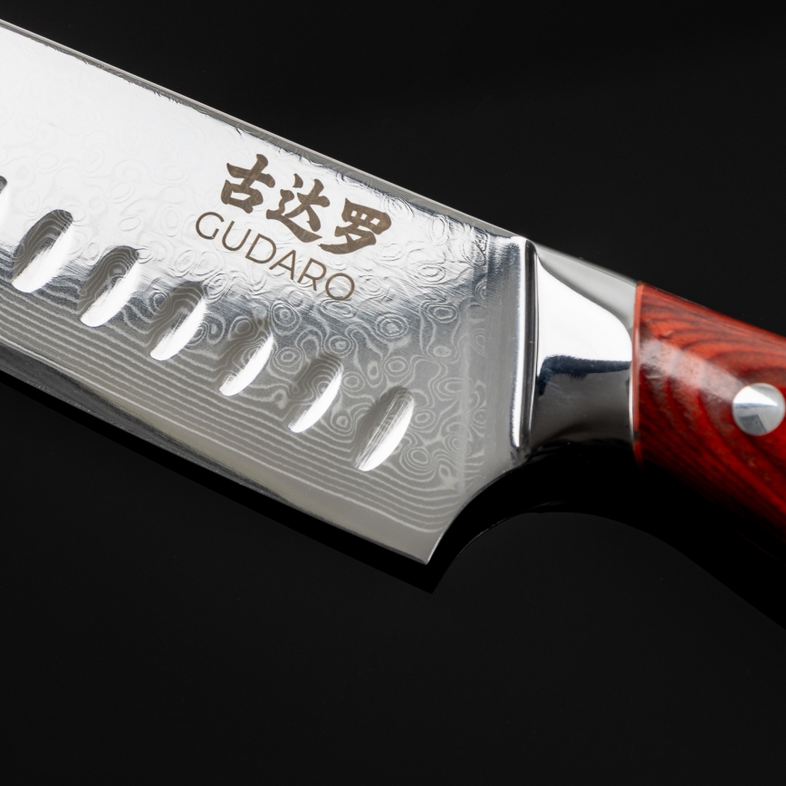 Gudaro - Set da 5 coltelli da cucina in damasco KENSHO + supporto magnetico per coltelli