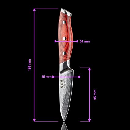 Gudaro - Set da 5 coltelli da cucina in damasco KENSHO + supporto magnetico per coltelli