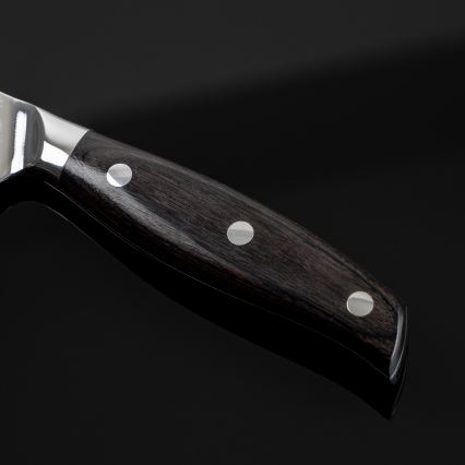 Gudaro - Set di 5 coltelli da cucina in acciaio damascato SHIRO + ceppo per coltelli e forbici per pollame