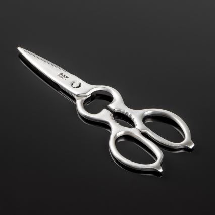 Gudaro - Set di 5 coltelli da cucina in acciaio damascato SHIRO + ceppo per coltelli e forbici per pollame