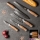 Gudaro - Set di 5 coltelli da cucina in damasco TAKUMI + supporto magnetico