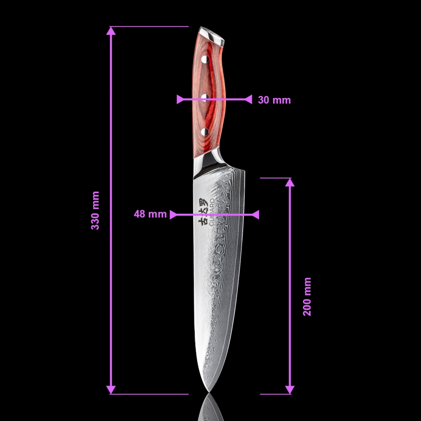 Gudaro - Set di coltelli da cucina con ceppo KENSHO, 7 pezzi, in acacia