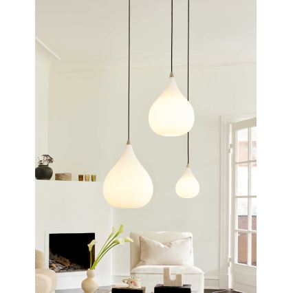 Halo Design 407931 - Lampada a sospensione su cavo DROPS 1xE27/40W/230V Ø 30 cm bianco/cromo opaco