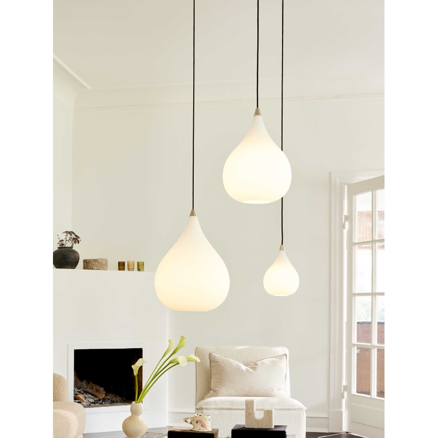 Halo Design 407931 - Lampada a sospensione su cavo DROPS 1xE27/40W/230V Ø 30 cm bianco/cromo opaco