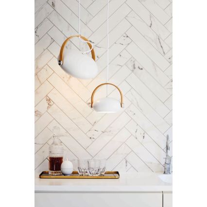 Halo Design 734337 - Lampada a sospensione con cavo DC, 1xE27/40W/230V, Ø 26 cm, bianco/rovere
