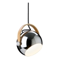 Halo Design 734443 - Lampadario su cavo DC 1xE27/40W/230V Ø 18 cm cromo lucido/rovere