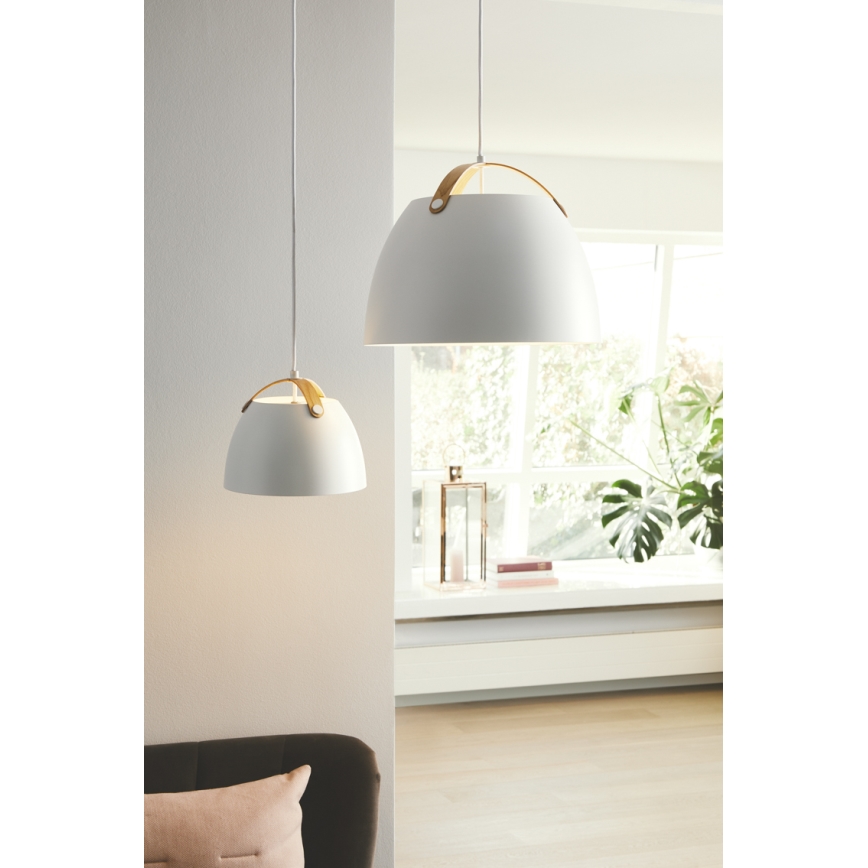Halo Design 734870 - Lampadario sospeso su cavo OSLO 1xE27/40W/230V Ø 40 cm bianco/rovere