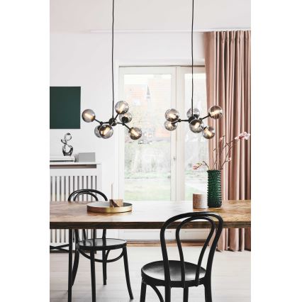 Halo Design 736553 - Lampadario a sospensione con cavo ATOM 6xG9/28W/230V Ø 45 cm nero/fumé