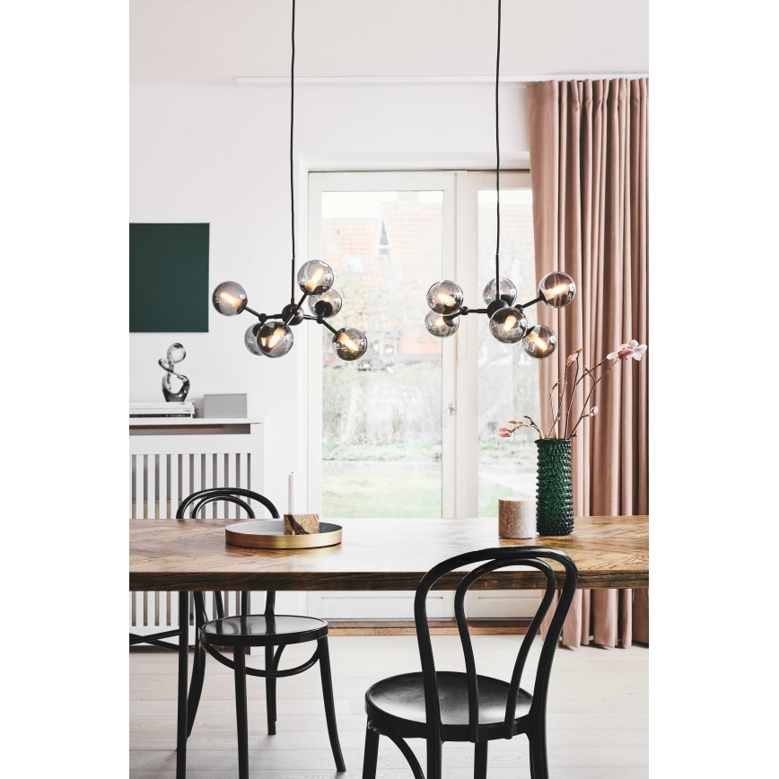 Halo Design 736553 - Lampadario a sospensione con cavo ATOM 6xG9/28W/230V Ø 45 cm nero/fumé