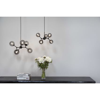 Halo Design 736553 - Lampadario a sospensione con cavo ATOM 6xG9/28W/230V Ø 45 cm nero/fumé