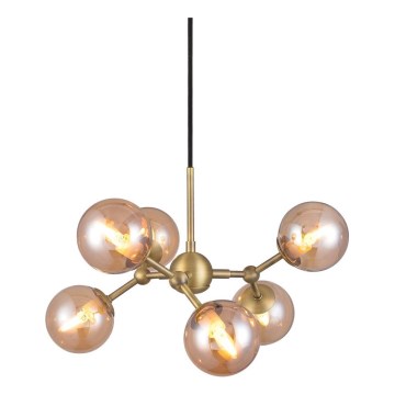 Halo Design 736560 - Lampada a sospensione con cavo ATOM 6xG9/28W/230V Ø 45 cm ottone/beige fumé